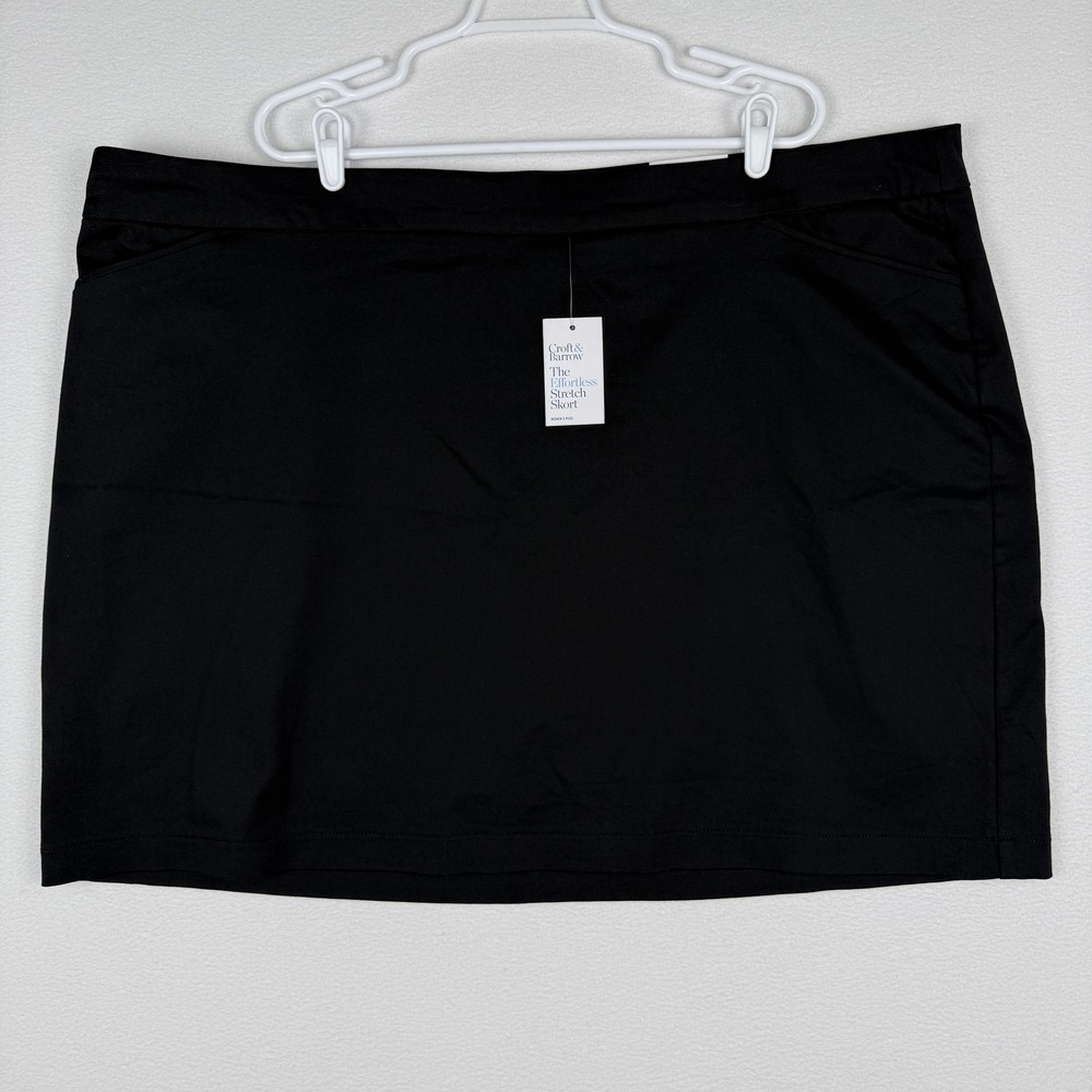 NEW Croft & Barrow Effortless Stretch Skort Black Womens 26W Regular WC34X023PS